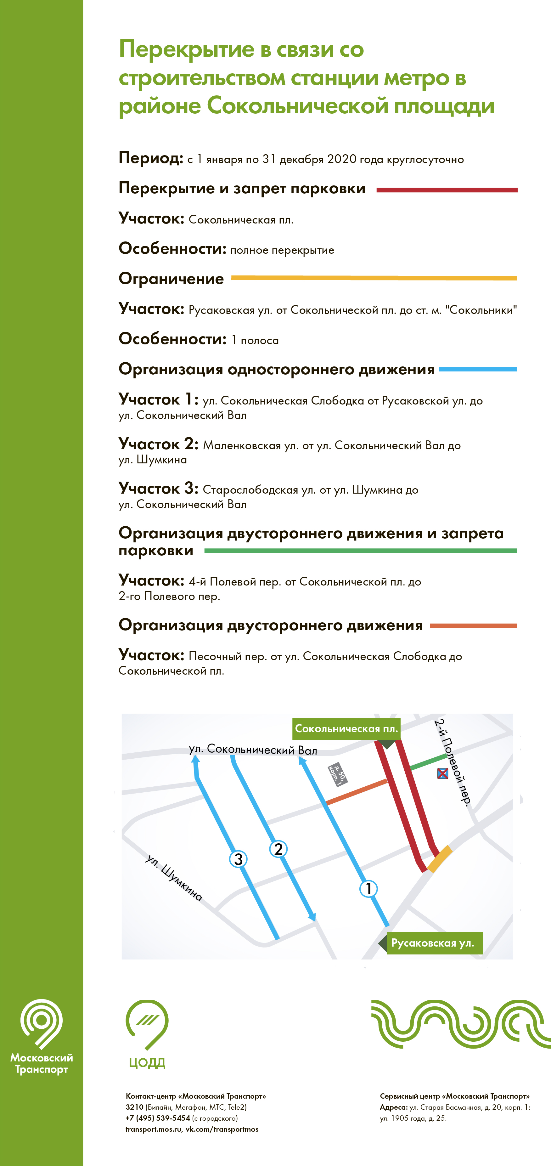 Перекрытие в связи со строительством станции метро в районе Сокольнической  площади - Единый Транспортный Портал